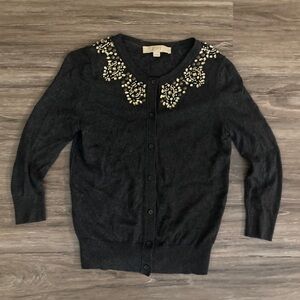 Loft Gray Sequin Sweater Cardigan - size XS
